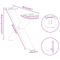 Produktbild för Soffbordsben X-formade 2 st antracit 60x(30-31) cm stål