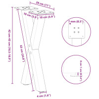 Produktbild för Soffbordsben X-formade 2 st vit 28x(42-43) cm stål