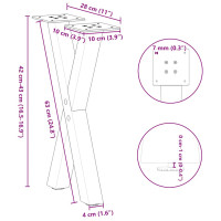 Produktbild för Soffbordsben X-formade 2 st antracit 28x(42-43) cm stål