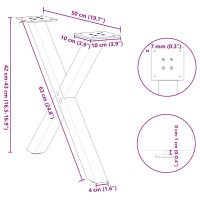 Produktbild för Soffbordsben X-formade 2 st antracit 50x(42-43) cm stål