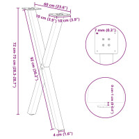 Produktbild för Matbordsben X-formad 2 st svart 60x(72-73) cm stål