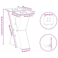 Produktbild för Soffbordsben X-formade 2 st svart 30x(30-31) cm stål