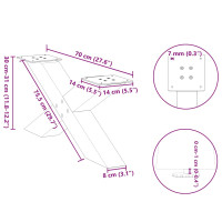 Produktbild för Soffbordsben X-formade 2 st svart 70x(30-31) cm stål