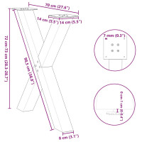 Produktbild för Matbordsben X-formad 2 st svart 70x(72-73) cm stål