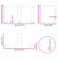 Produktbild för Soffbordsben T-formade 2 st vit 40x25x(30-31) cm stål