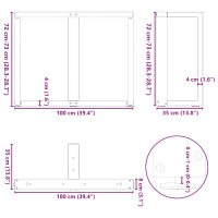 Produktbild för Matbordsben T-formad 2 st vit 100x35x(72-73) cm stål