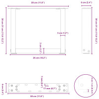 Produktbild för Soffbordsben U-formade 2 st svart 30x(30-31) cm stål