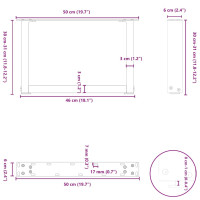 Produktbild för Soffbordsben U-formade 2 st svart 50x(30-31) cm stål