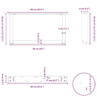 Produktbild för Soffbordsben U-formade 2 st svart 60x(30-31) cm stål