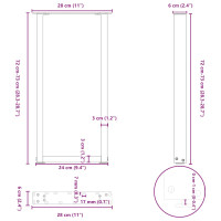 Produktbild för Soffbordsben U-formade 2 st svart 28x(72-73) cm stål