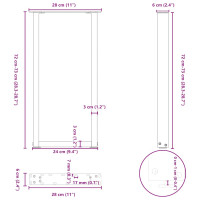 Produktbild för Soffbordsben U-formade 2 st antracit 28x(72-73) cm stål