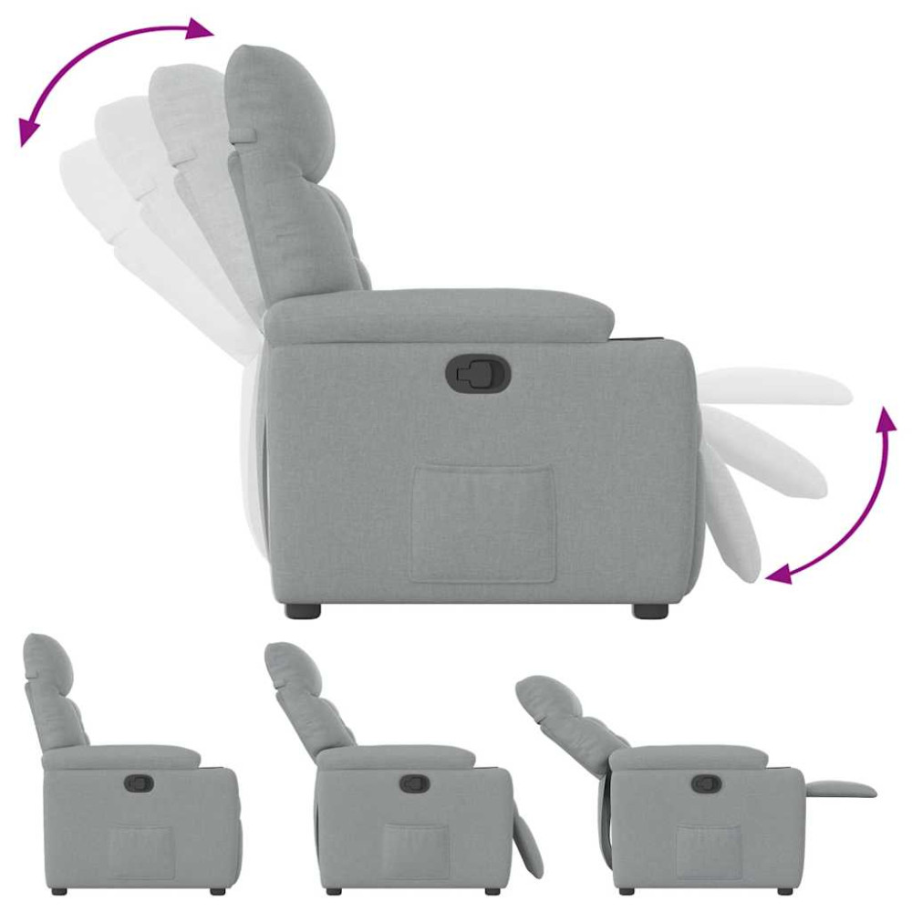 Produktbild för Reclinerfåtölj ljusgrå tyg