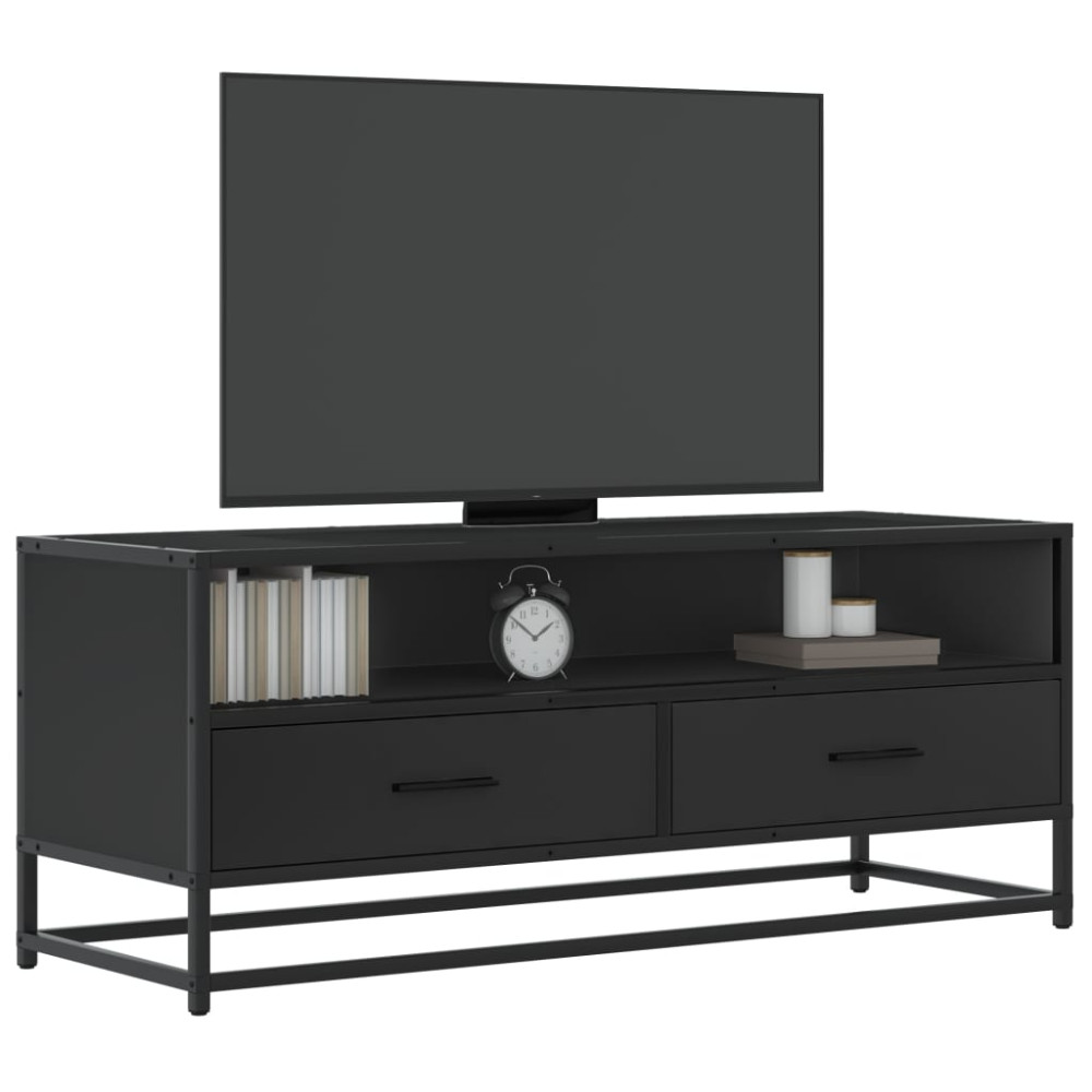 Produktbild för Tv-bänk svart 100x34,5x40 cm konstruerat trä och metall
