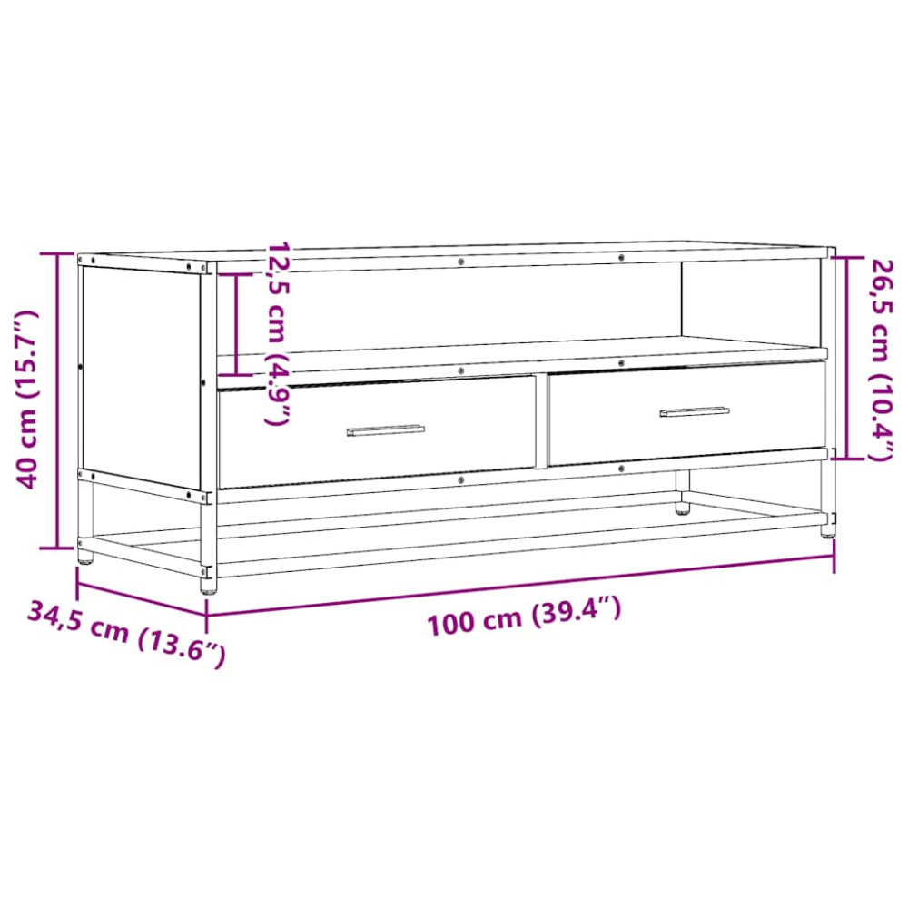 Produktbild för Tv-bänk svart 100x34,5x40 cm konstruerat trä och metall