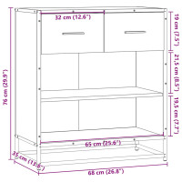 Produktbild för Skänk svart 68x35x76 cm konstruerat trä