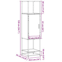 Produktbild för Högskåp rökfärgad ek 35,5x35x139 cm konstruerat trä och metall