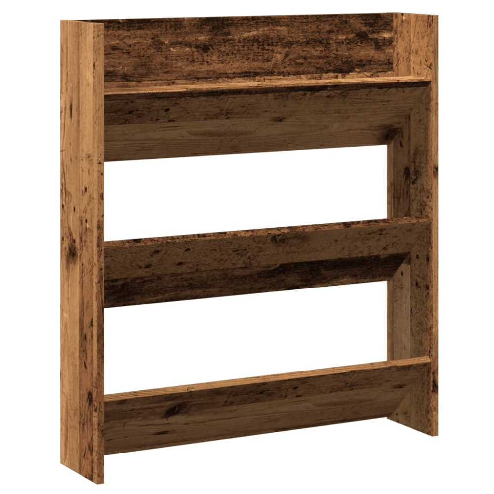 Produktbild för Väggmonterat skoställ åldrat trä 80x18x90 cm konstruerat trä