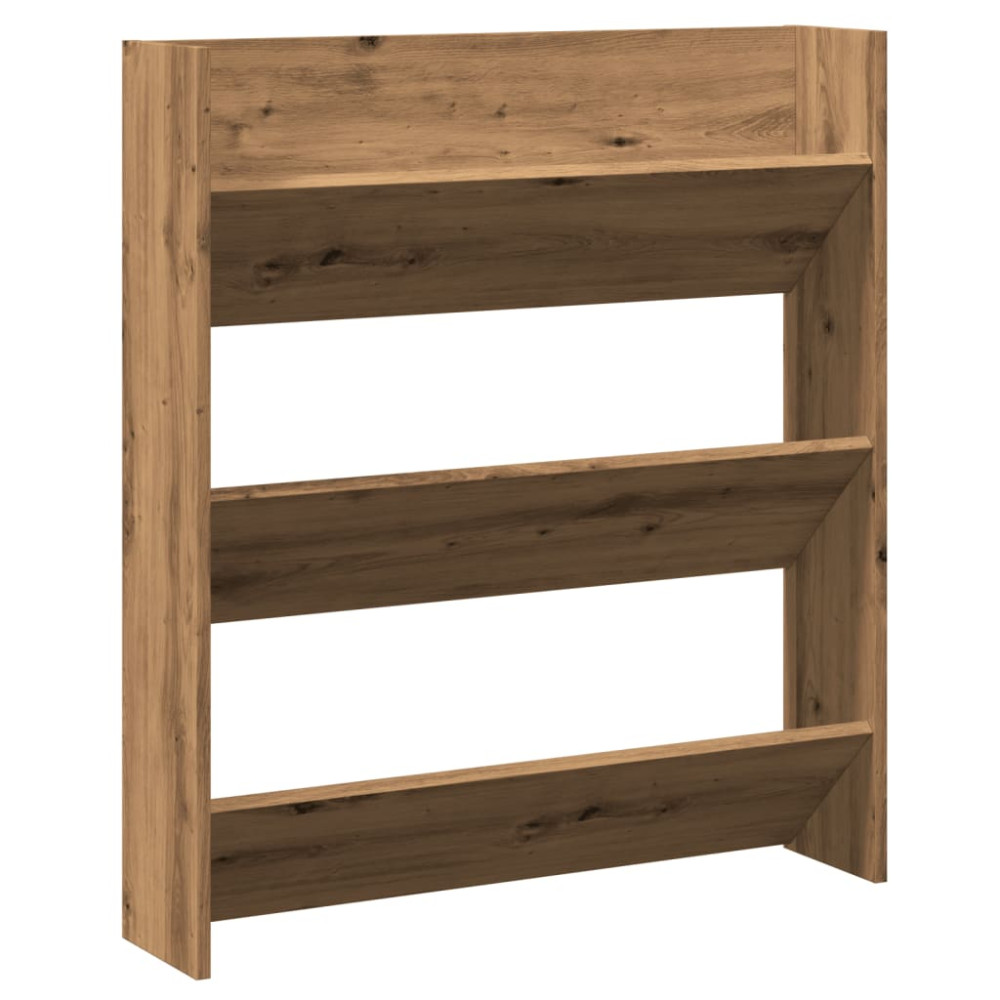Produktbild för Väggmonterat skoställ artisan ek 80x18x90 cm konstruerat trä