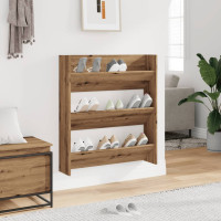 Produktbild för Väggmonterat skoställ artisan ek 80x18x90 cm konstruerat trä