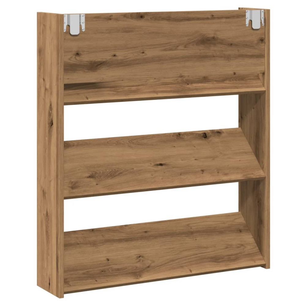 Produktbild för Väggmonterat skoställ artisan ek 80x18x90 cm konstruerat trä