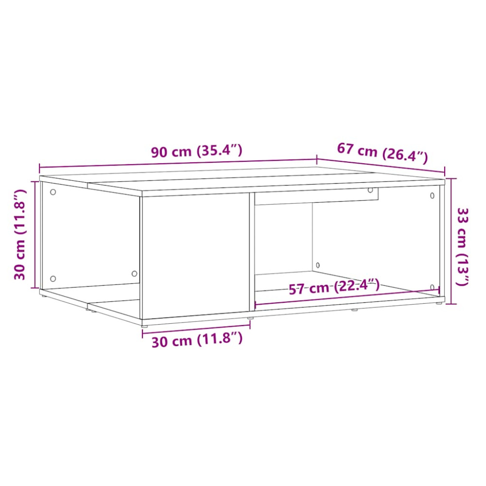Produktbild för Soffbord åldrat trä 90x67x33 cm konstruerat trä