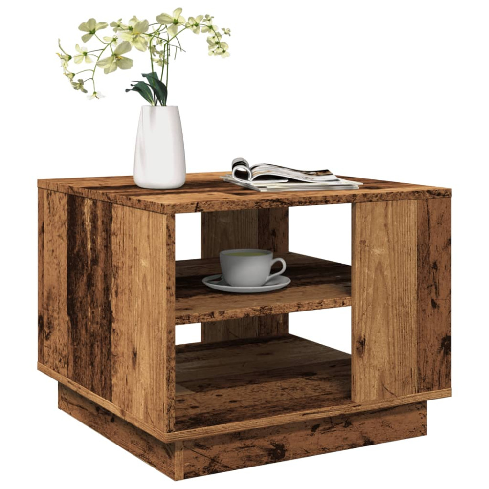 Produktbild för Soffbord åldrat trä 55x55x42 cm konstruerat trä