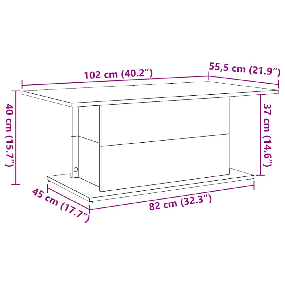 Produktbild för Soffbord åldrat trä 102x55,5x40 cm konstruerat trä