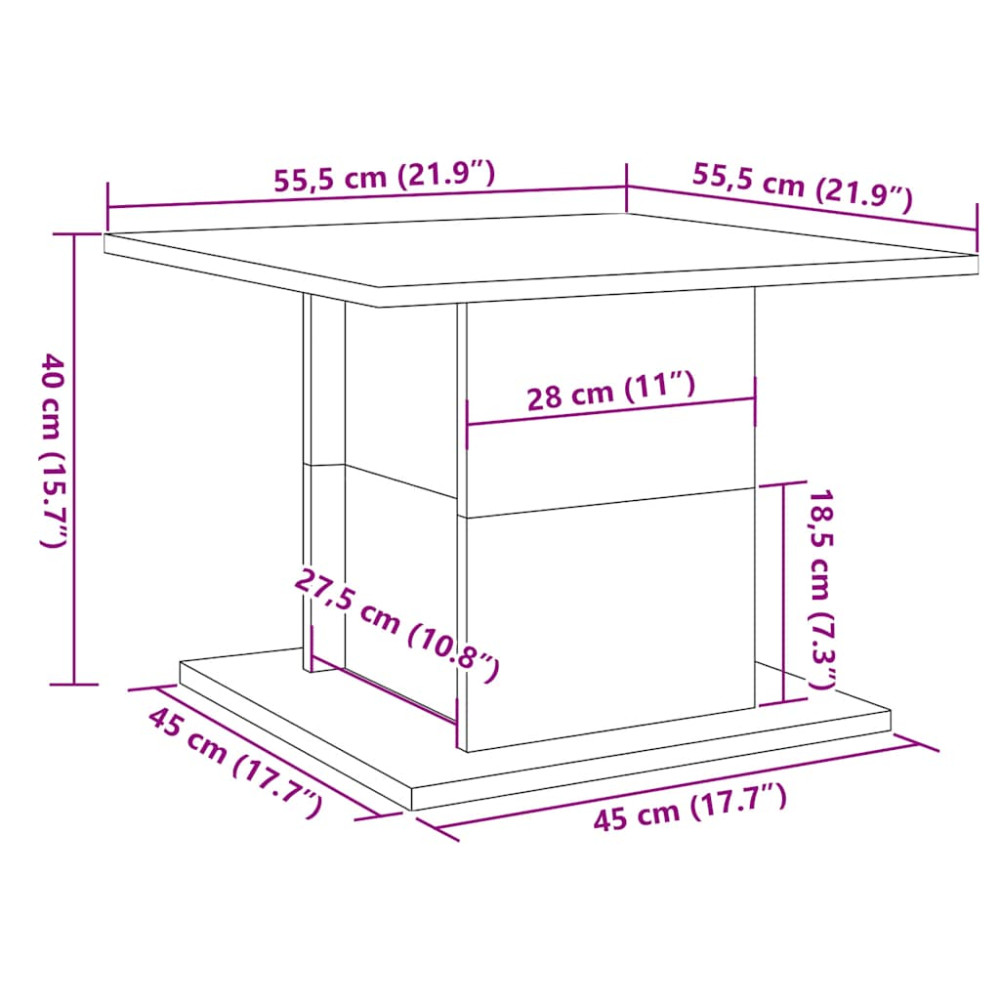 Produktbild för Soffbord åldrat trä 55,5x55,5x40 cm konstruerat trä