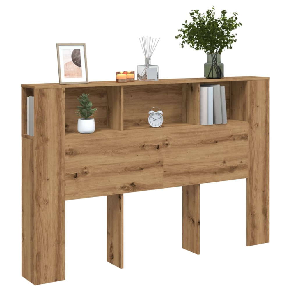 Produktbild för Sänggavelskåp hantverksmässig ek 160x18,5x103,5 cm konstruerat trä