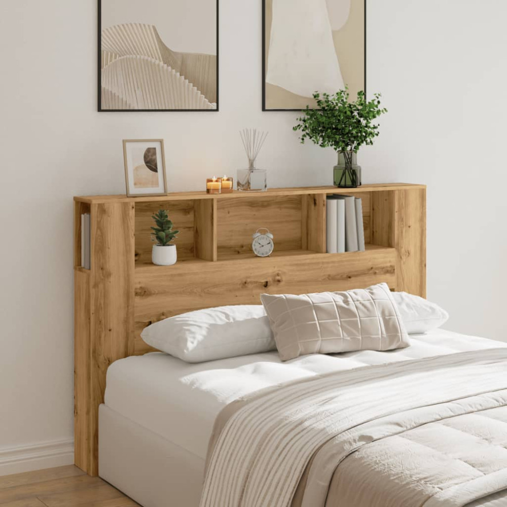 Produktbild för Sänggavelskåp hantverksmässig ek 160x18,5x103,5 cm konstruerat trä