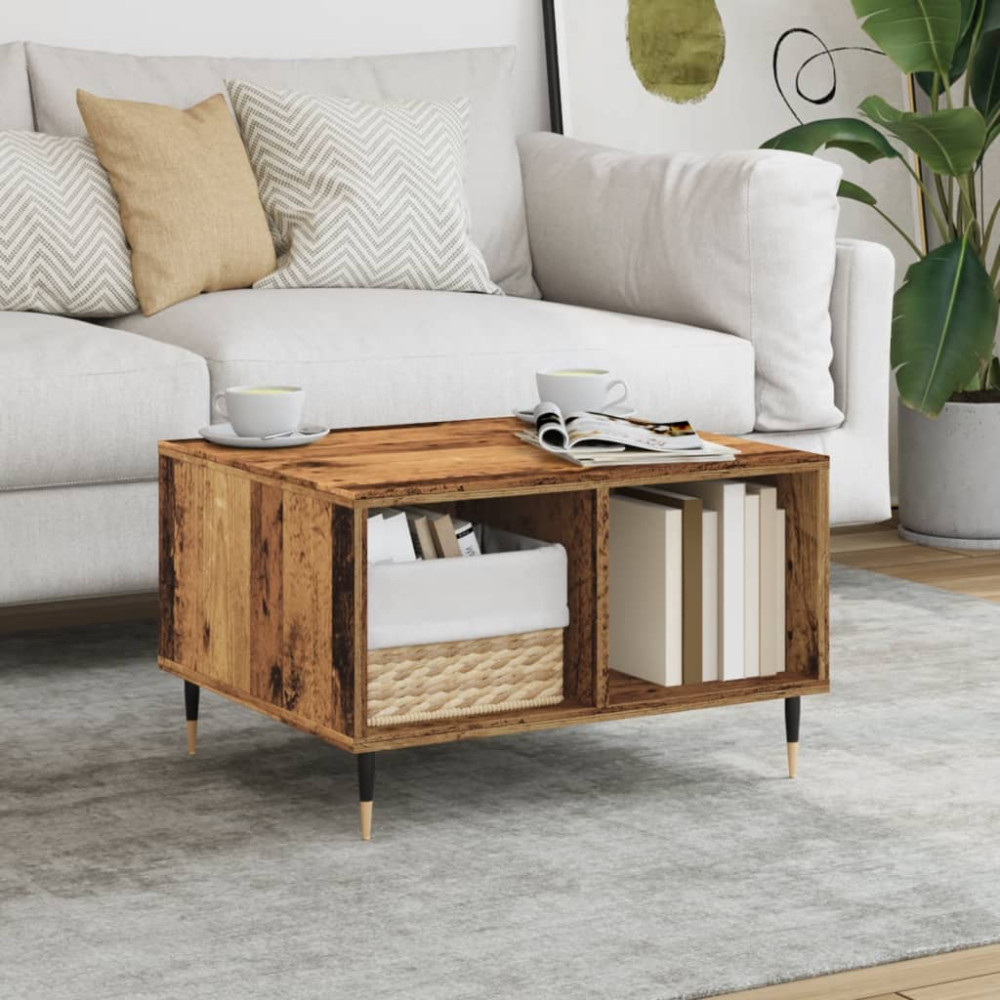 Produktbild för Soffbord åldrat trä 60x50x36,5 cm konstruerat trä