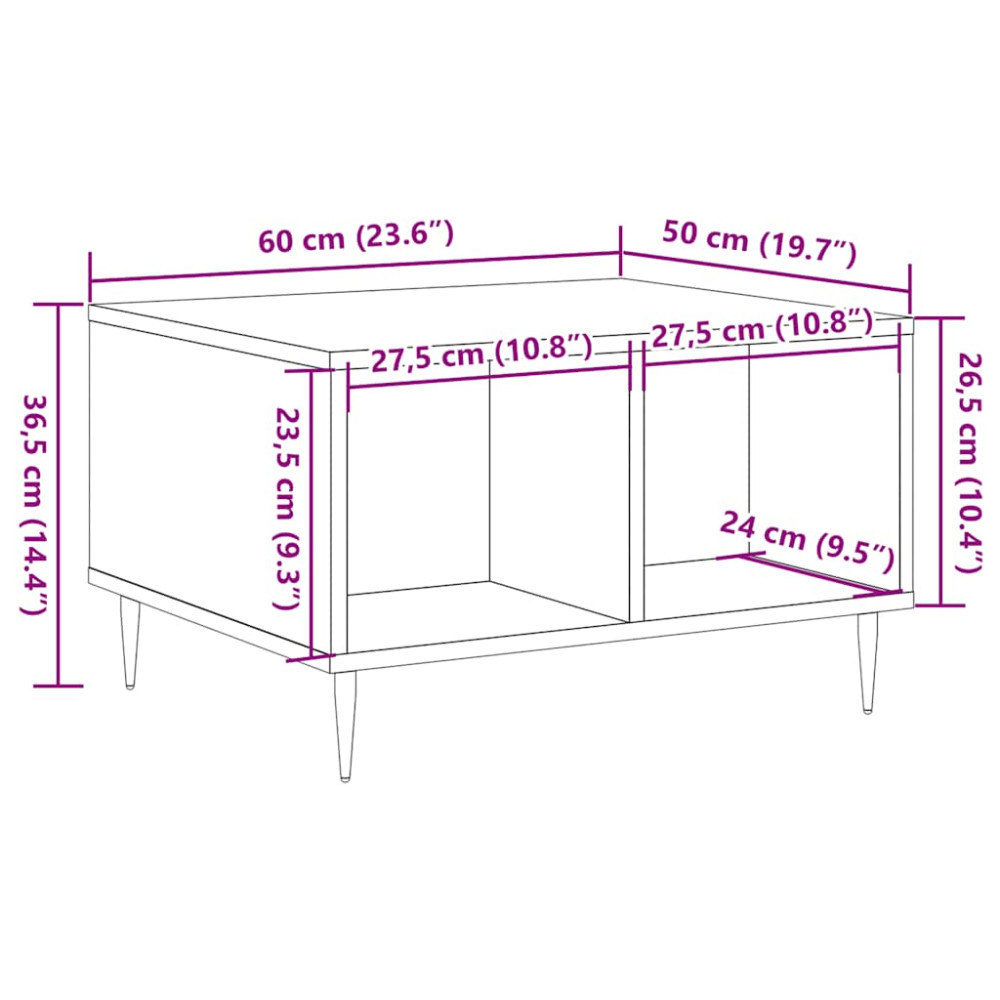 Produktbild för Soffbord artisan ek 60x50x36,5 cm konstruerat trä