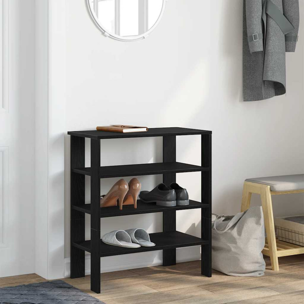 Produktbild för Skohylla svart 61x32x70 cm konstruerat trä
