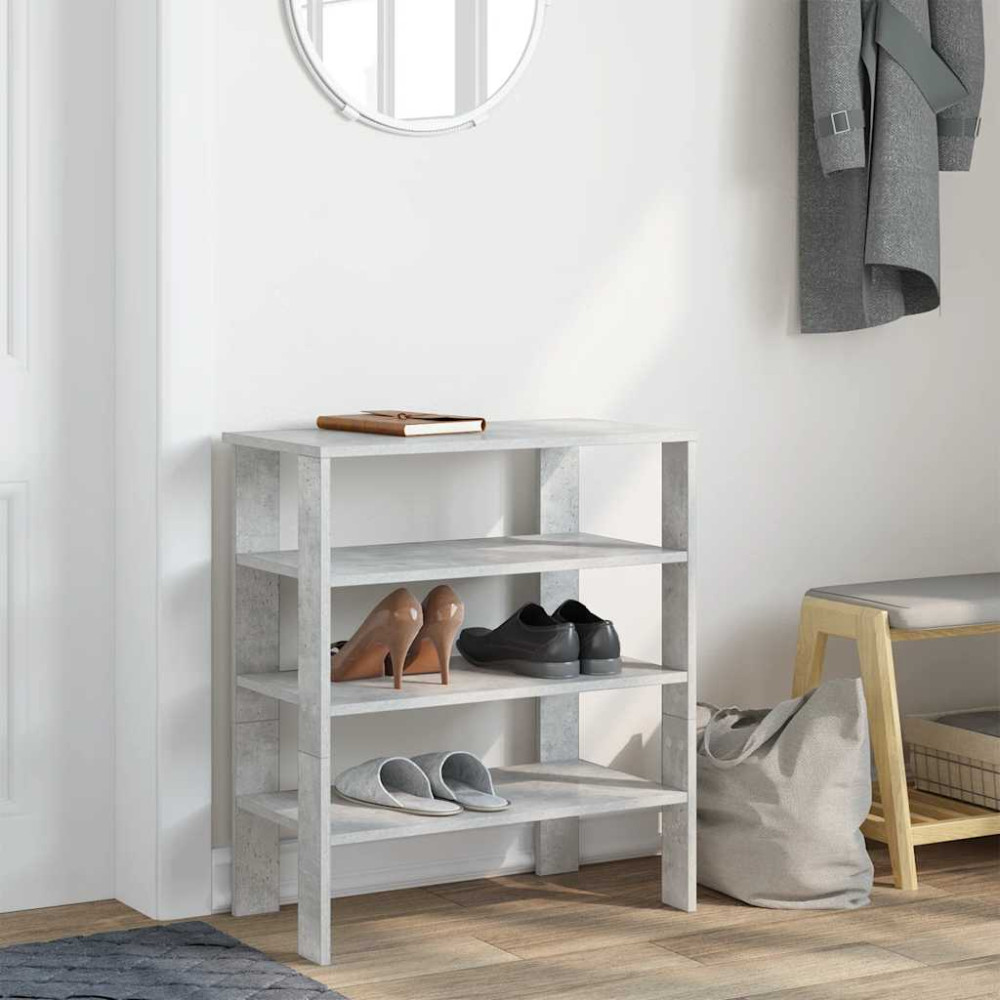 Produktbild för Skohylla betonggrå 61x32x70 cm konstruerat trä