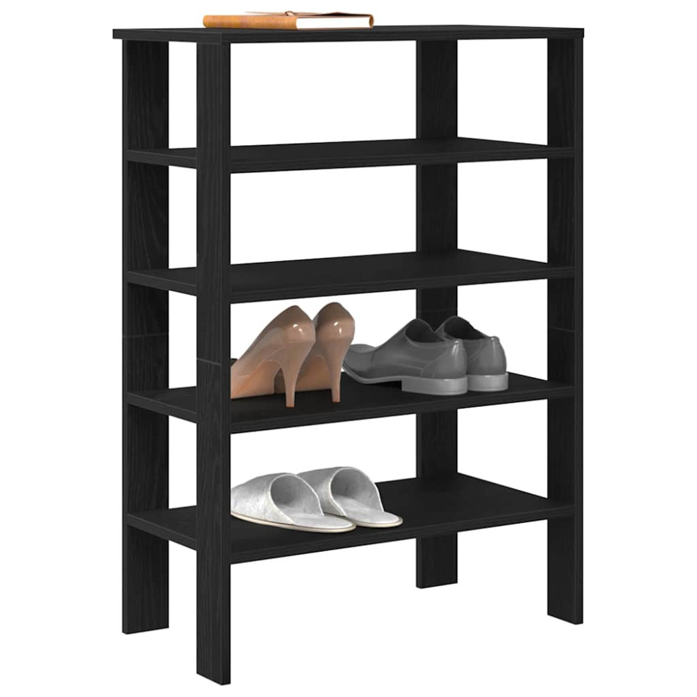 Produktbild för Skohylla svart 61x32x87,5 cm konstruerat trä