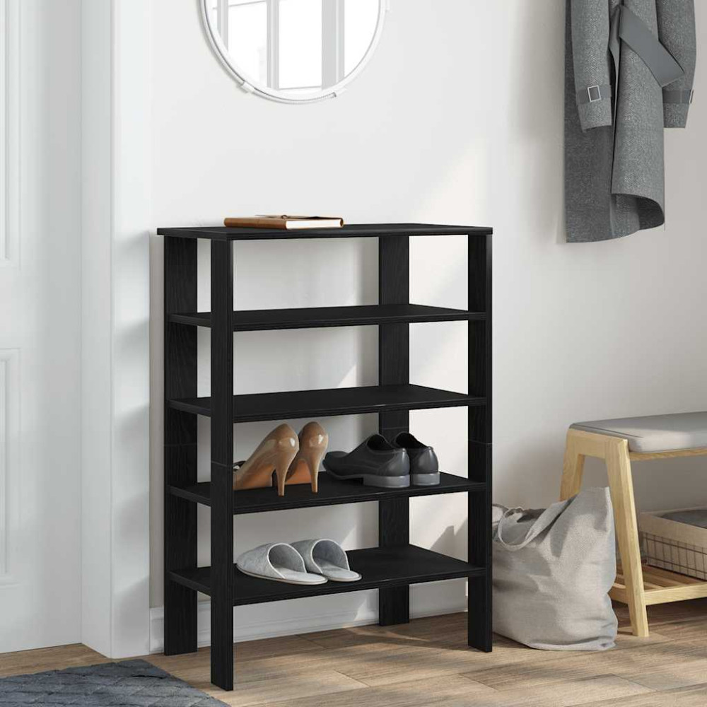 Produktbild för Skohylla svart 61x32x87,5 cm konstruerat trä