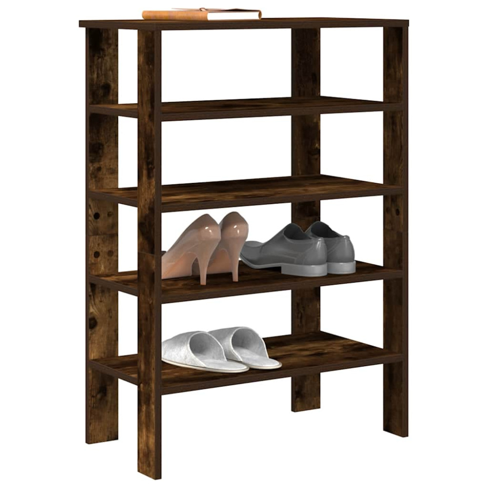 Produktbild för Skohylla rökfärgad ek 61x32x87,5 cm konstruerat trä
