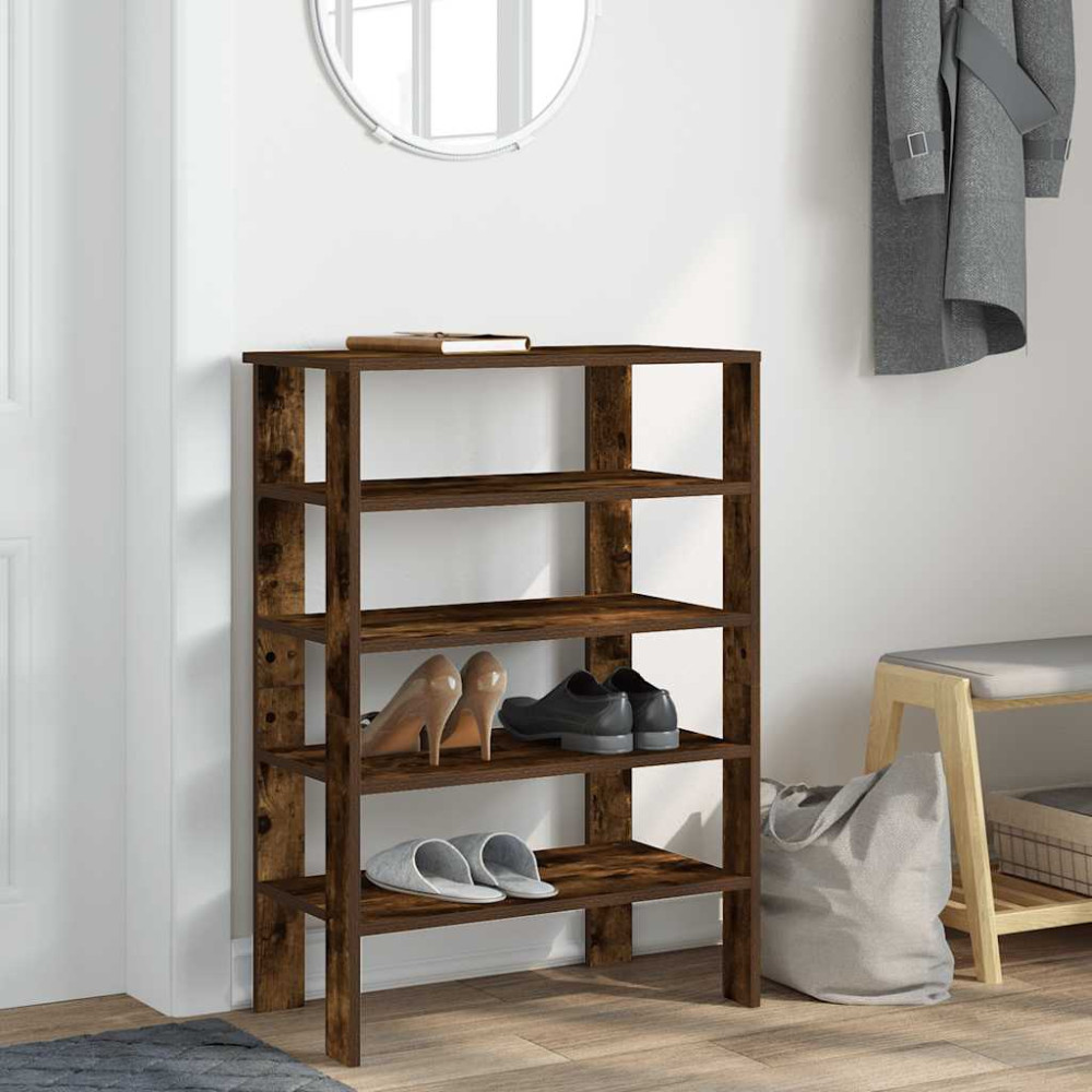 Produktbild för Skohylla rökfärgad ek 61x32x87,5 cm konstruerat trä