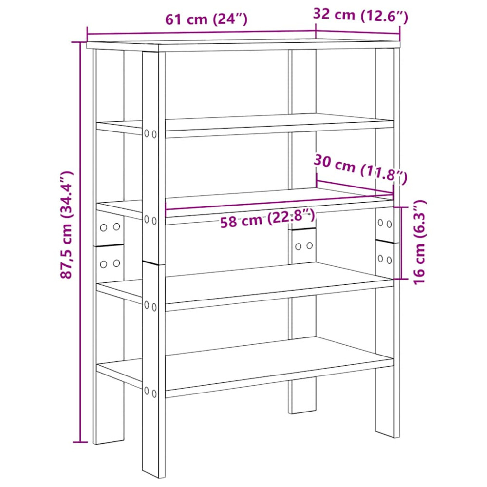 Produktbild för Skoställ brun ek 61x32x87,5 cm konstruerat trä