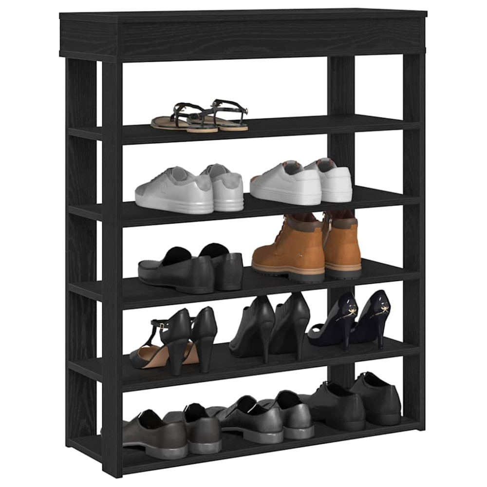 Produktbild för Skohylla svart 80x30x98 cm konstruerat trä