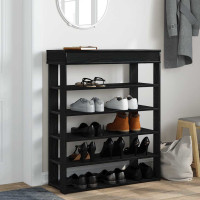 Produktbild för Skohylla svart 80x30x98 cm konstruerat trä