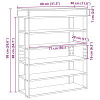 Produktbild för Skohylla svart 80x30x98 cm konstruerat trä