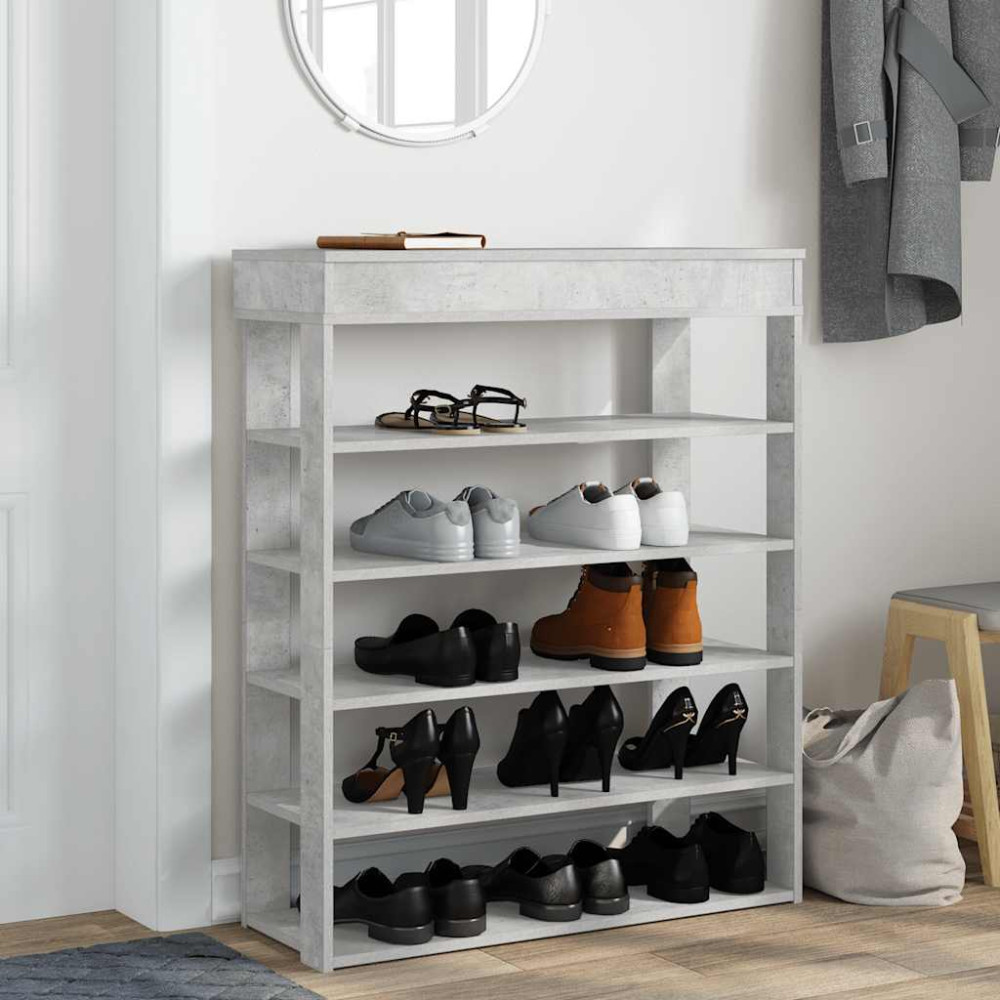 Produktbild för Skohylla betonggrå 80x30x98 cm konstruerat trä
