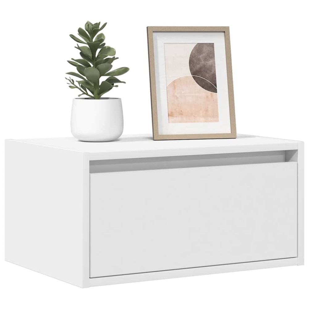 Produktbild för Väggmonterade sängbord med LED-lampor 2 st vit