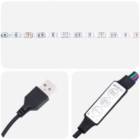 Produktbild för Väggmonterade sängbord med LED-lampor 2 st svart ek