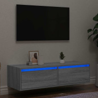 Produktbild för TV-bänk med LED-belysning grå sonama 100X35,5x25 cm