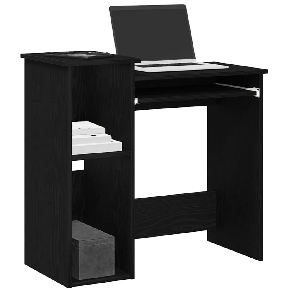 Produktbild för Skrivbord med hyllor svart 84x40x78 cm konstruerat trä