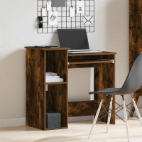 Produktbild för Skrivbord med hyllor rökfärgad ek 84x40x78 cm konstruerat trä