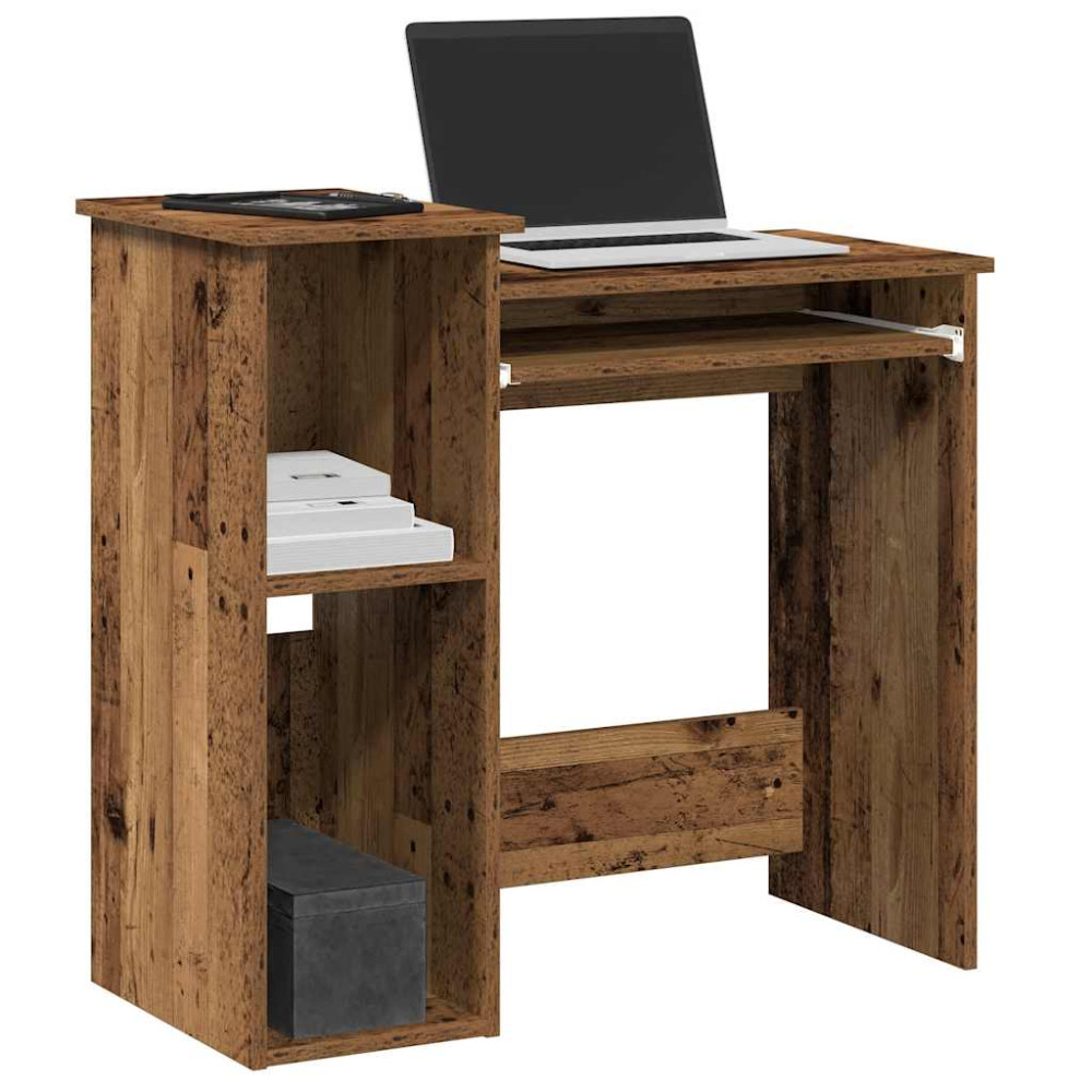 Produktbild för Skrivbord med hyllor åldrat trä 84x40x78 cm konstruerat trä