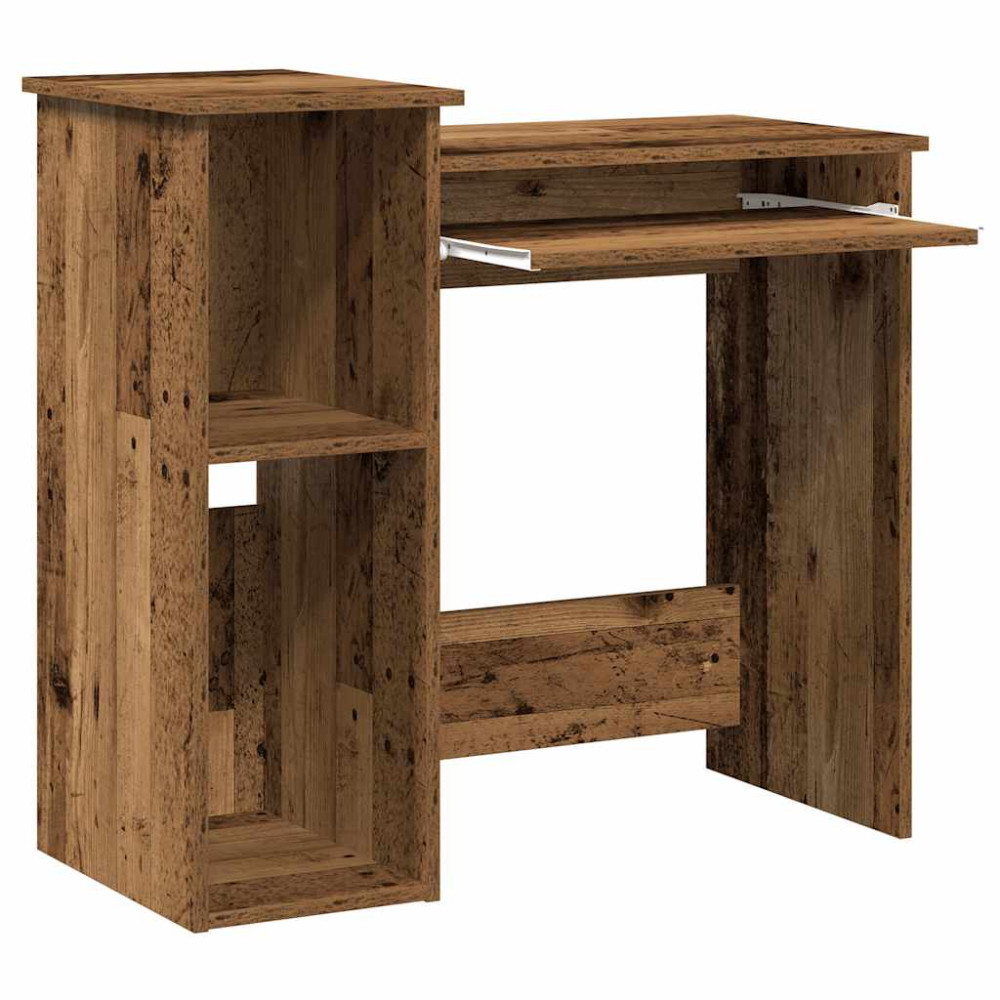 Produktbild för Skrivbord med hyllor åldrat trä 84x40x78 cm konstruerat trä